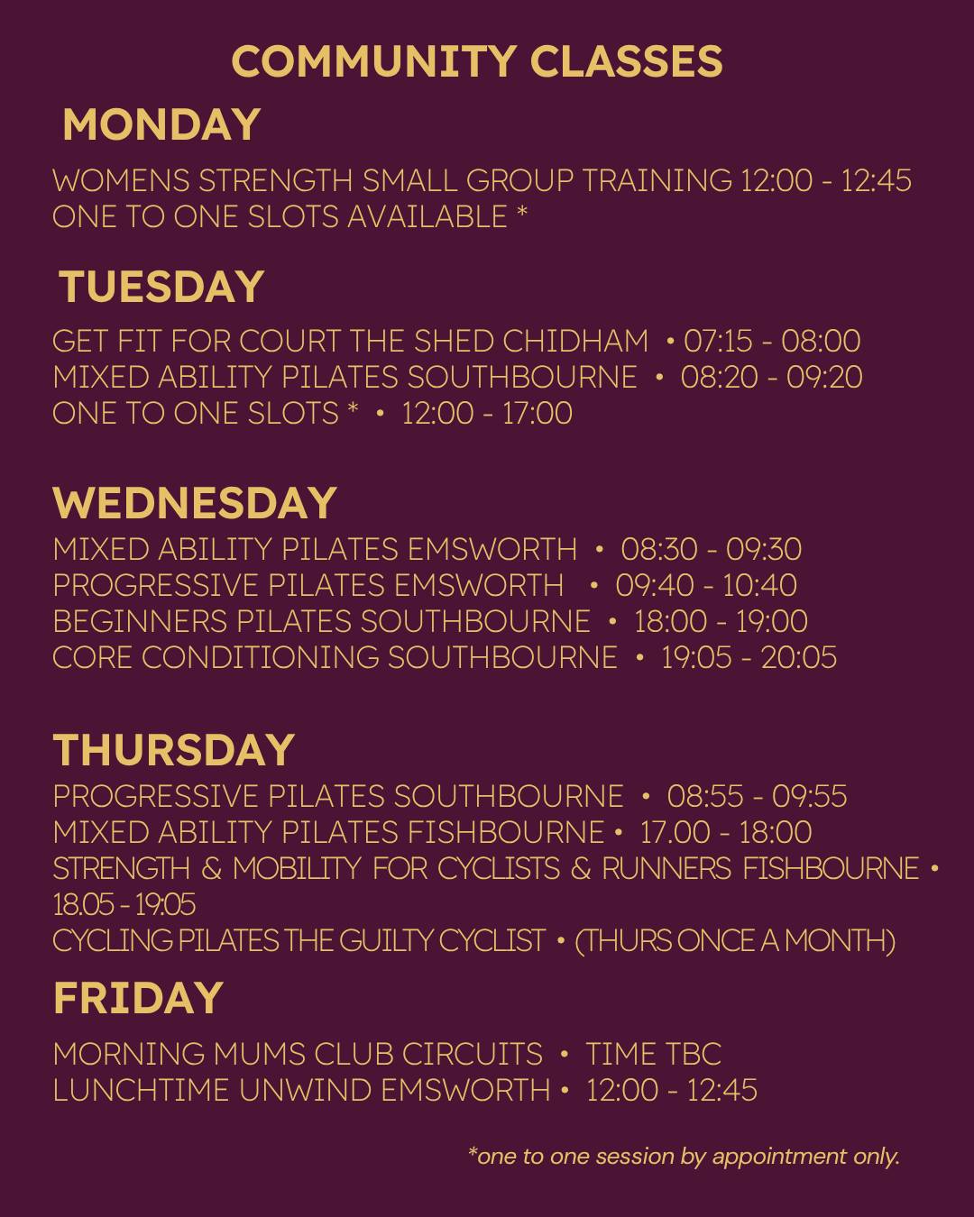 🍂 New Autumn Timetable! 🍂
Hi everyone! I’m excited to share some new additions to my timetable coming this autumn.
💪 Women’s Small Group Strength Class
Starting in October, I’ll be launching a small group strength class specifically for women. Spaces will be limited, so if you’d like to join the waiting list, email me at hannah@movewilder.co.uk
🏃♀️ More 1:1 Sessions Available
I’ve also opened up a few additional one-to-one slots for anyone looking for more personalised support.
Whether you’re:
✨ Looking for support with pelvic floor health
✨ Training for a marathon, 10K or cycling event
✨ Wanting a tailored training plan
✨ Looking to improve strength, mobility or performance
I can create sessions around you, your body and your goals.
🎉 20% OFF 1:1 SESSIONS
Book your one-to-one sessions between now and the end of September and receive 20% off.
Not sure if 1:1 support is right for you? Get in touch to book a FREE consultation and we can chat about how I can help.
📩 hannah@movewilder.co.uk
#MoveWilder #WomensStrength #StrengthTrainingForWomen #WomensFitness #SmallGroupTraining #PersonalTraining #OneToOneTraining #StrengthAndConditioning #PelvicFloorHealth #MarathonTraining #10KTraining #CyclingTraining #SportsPerformance #FunctionalStrength #TrainSmart #StrengthAndMobility #InjuryPrevention #MoveBetterFeelBetter #HealthyMovement