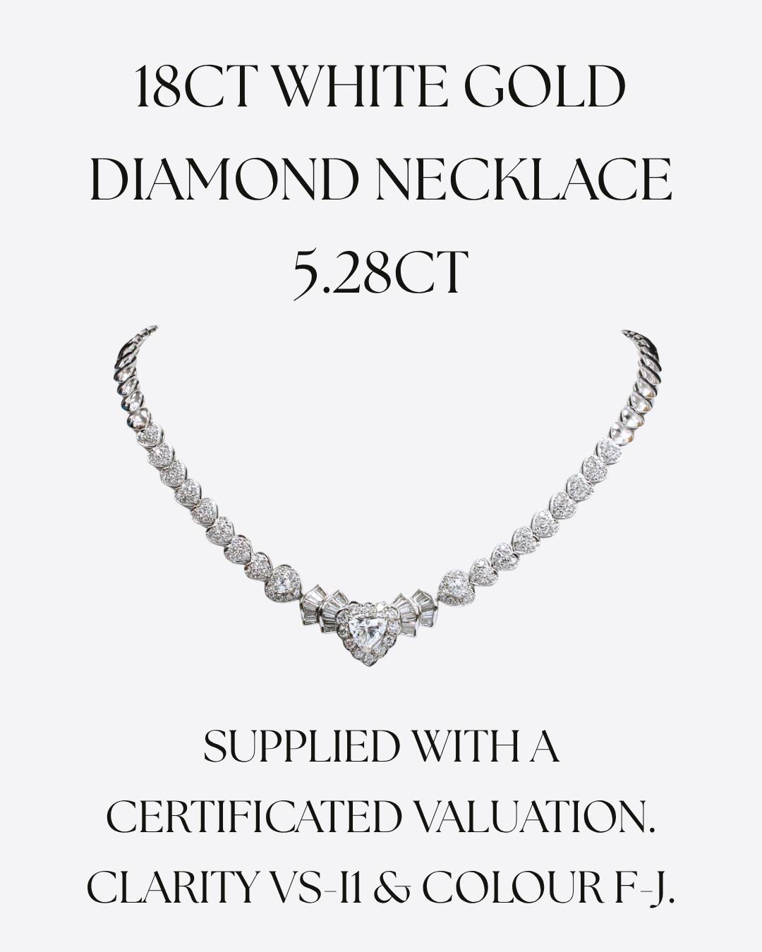 Hearts, diamonds, and 18ct white gold — a necklace that speaks the language of romance. ✨ Featuring a stunning heart-shaped diamond cluster centrepiece, flanked by fan and heart motifs totalling 5.28ct of natural diamonds. A true statement of timeless love. 💎
www.mallardjewellers.co.uk
#DiamondJewellery #PreOwnedLuxury #HeartOfGold