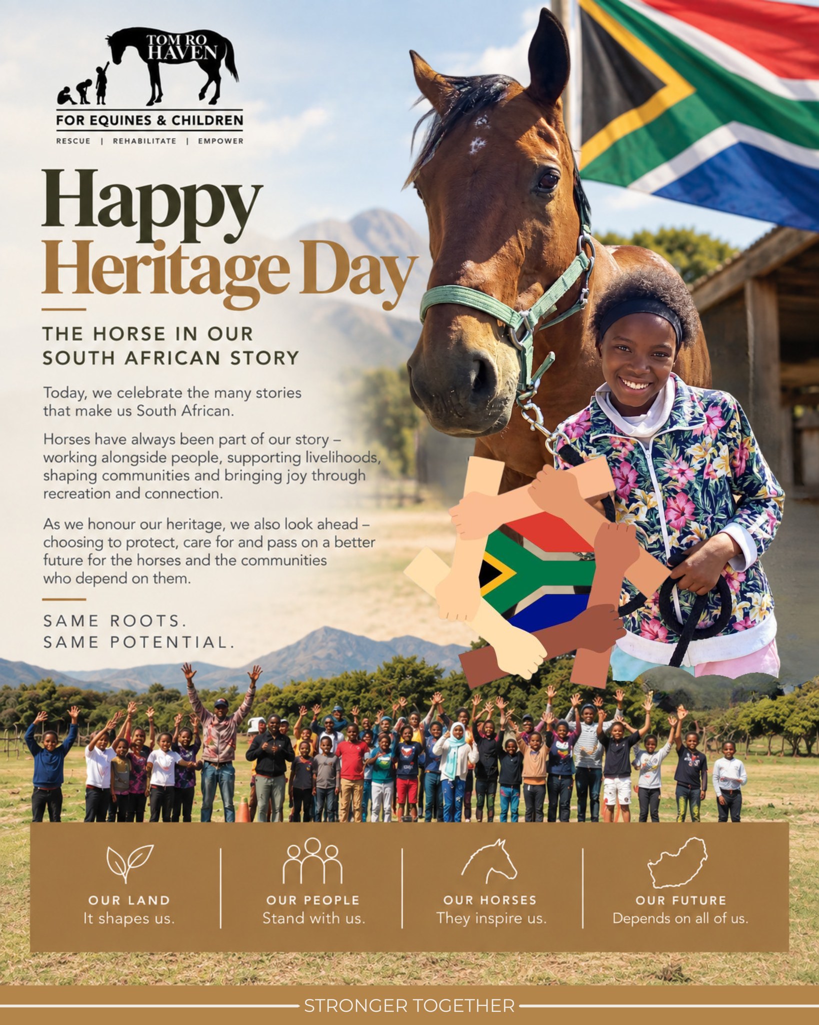 The Horse in Our South African Story
Today, we celebrate the many stories that make us South African.
Our languages.
Our traditions.
Our communities.
Our land.
The skills and knowledge passed from one generation to the next.
And somewhere within so many of those stories, there is a horse.
Horses have worked alongside people across our country - carrying people and goods, helping on farms, supporting livelihoods and communities, and becoming part of sport, recreation and family life.
For some, a horse represents work.
For others, freedom.
For others, a childhood memory, a livelihood, a passion or a connection to the land.
And for many communities, that relationship continues today.
But heritage isn't only about looking backwards.
It is also about what we choose to carry forward.
If horses have been part of our story, then their welfare must be part of our future.
That means valuing the people who care for them.
Sharing knowledge.
Supporting responsible ownership.
Recognising when a horse needs help.
And making sure that the next generation inherits a relationship built on care, respect and compassion, not neglect & abuse.
Because heritage is not something we simply inherit.
It is something we protect, preserve and pass on.
This Heritage Day, we celebrate the horses that have been part of our South African story and we look ahead to the stories still to be written.
For the horses.
For the people.
For our shared heritage.
For tomorrow.
Happy Heritage Day from all of us at Tom Ro Haven.
#HeritageDay #SouthAfricanHeritage #HeritageMonth #TomRoHaven #HorseWelfareMatters #EquineWellness #SouthAfrica #OurHeritage #OurStoriesHavePower #everyhorsematters #historymatters