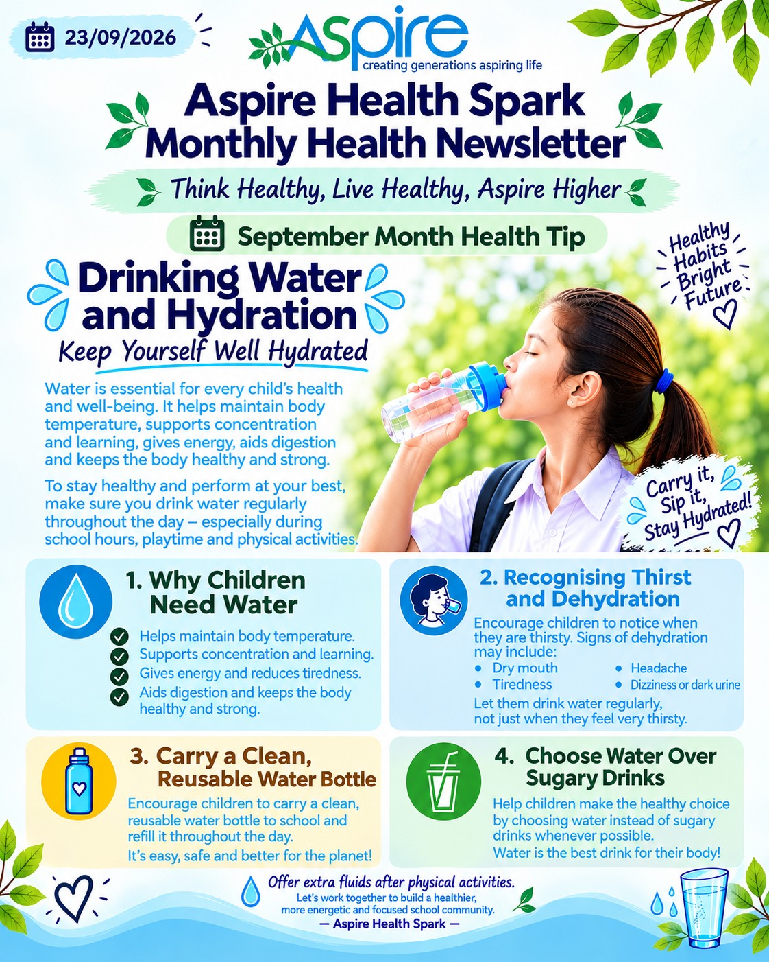 A little spark for a healthier you!⭐
Introducing Aspire Health Spark — our new monthly health newsletter bringing you simple, practical and meaningful health tips to help our Aspire family make healthier choices every day. From everyday wellness to healthy habits, let’s learn, grow and stay well together — one health spark at a time! Because good health begins with small, mindful choices.
📖 Read our first edition and let the spark begin!
#AspireHealthSpark #MonthlyHealthNewsletter #HealthyHabits #WellnessAtAspire #AspireFamily #aspiredifference #AspireDifference