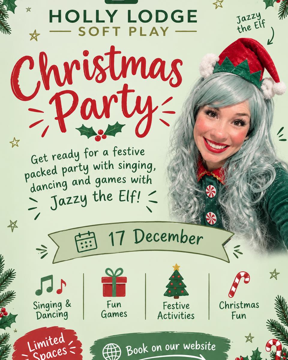 🎄HOLLY LODGE CHRISTMAS PARTY!🎄
Get ready for a magical evening of festive fun!🎄
🎄Dancing, music & festive games with Jazzy the Elf!
🎅🏼Christmas attire encouraged - adults, we’d love to see your festive outfits too!
🎄A FREE mince pie for every adult
🎄Make your very own reindeer food
🎄A special gift for every child
🌟Spaces are limited, so please book early to avoid missing out!
We can’t wait for a fun-filled festive celebration! 🎄❤️
https://hollylodgesoftplay.as.me/schedule/f6e6608d/appointment/98816825/calendar/14612121