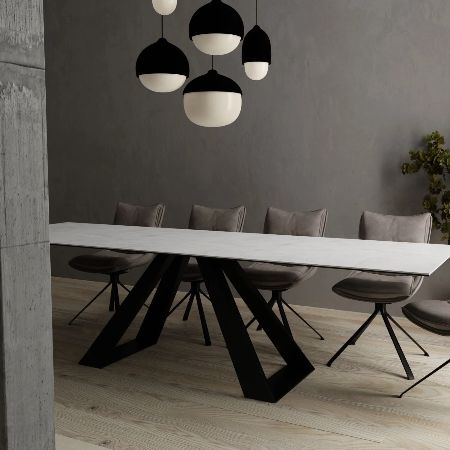 Our new dining tables have two manual extending leafs that are self storing under the table.
Made with a black powder coated steel base and a top that is made from ceramic and glass that is laminated together. The ceramic has a matte textured finish and is scratch and stain resistant.
#interiordesign #sofas #chairs #tables #diningtables #northshore #northvancouver #vancouver #furniture