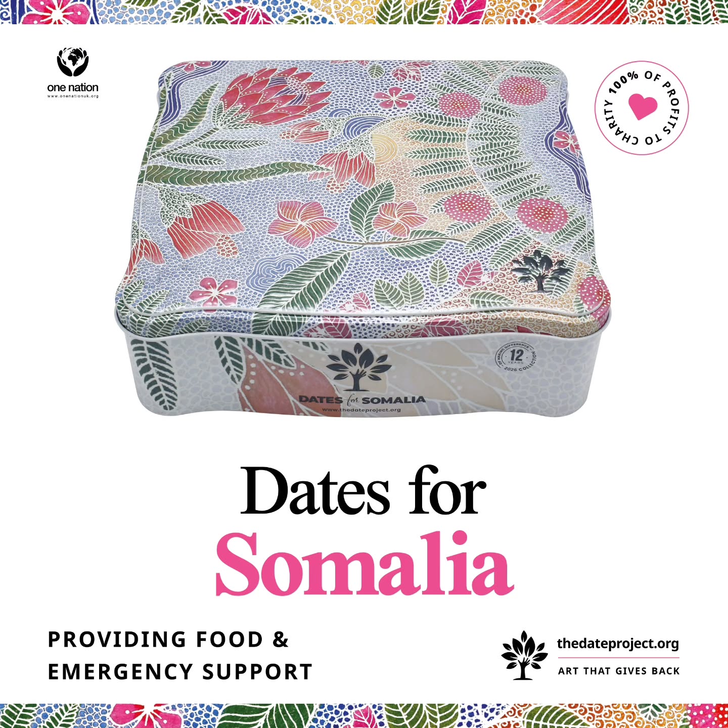 This tin is more than a design — it’s a story of compassion, resilience, and hope.
The artwork was created by Elhaam Sahebdin, the winner of our open art competition. Chosen from hundreds of entries, her piece stood out for its gentle beauty, simplicity, and depth — reflecting both the richness of nature and the humanity behind this cause.
Inspired by African heritage and Somali floral forms, Elhaam’s illustration captures life, growth, and interconnectedness — a powerful reminder that even in hardship, dignity and beauty endure.
Through this tin, 100% of profits go towards providing food and emergency support for Somalia.
To every artist who entered: thank you. The standard was incredibly high, and we are deeply grateful for the time, talent, and heart you shared with us.
🎨 Art that gives back.
🤍 Impact that matters.
#DatesForSomalia #TheDateProject #ArtThatGivesBack #CommunityCreativity #GivingWithPurpose AfricanHeritage