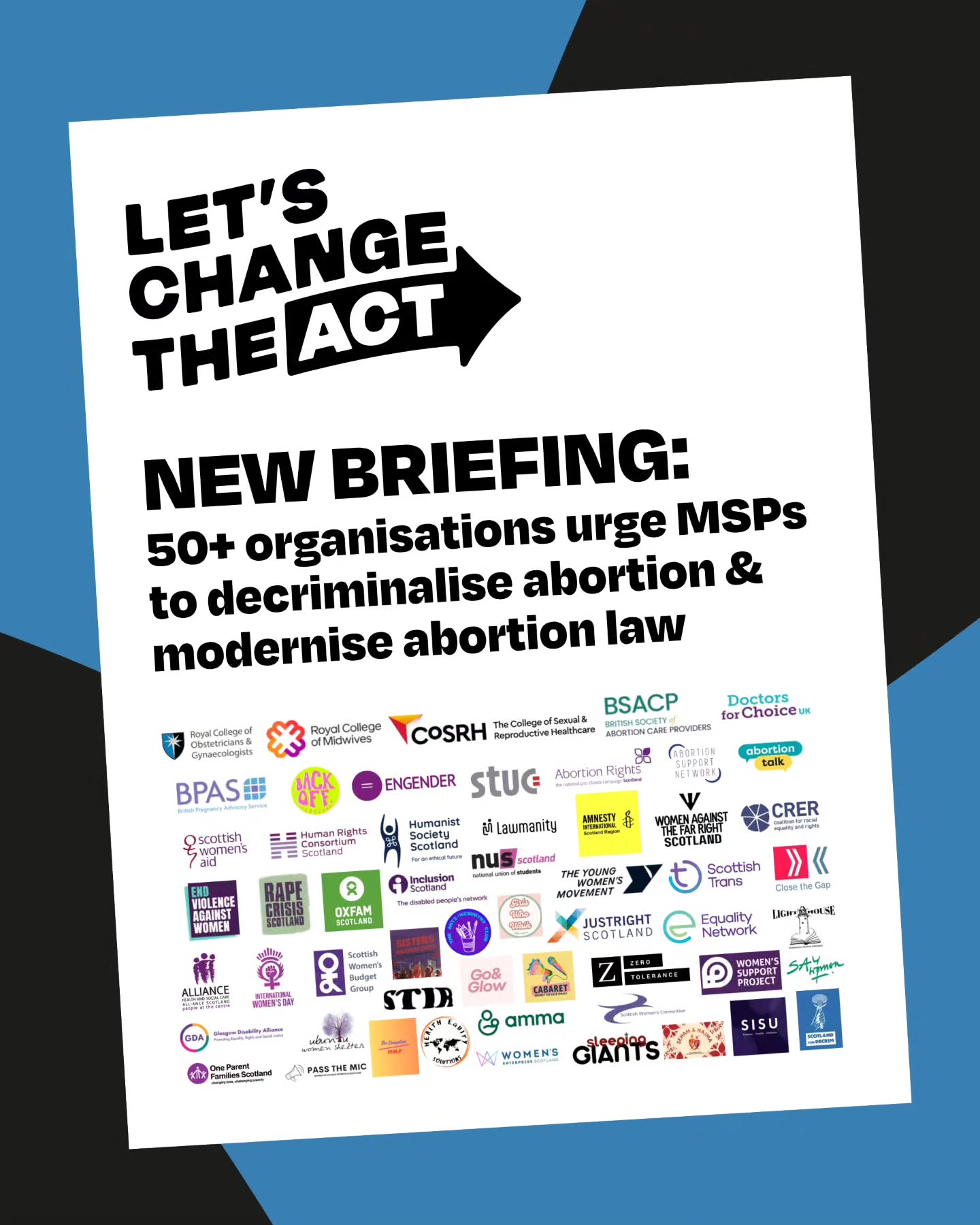 📣 We’re calling on MSPs to stand up for reproductive rights
Scotland has elected a new parliament, and we’ve published a briefing for MSPs urging them to support our campaign for the full decriminalisation of abortion and commit to introducing a modernised health-based system of abortion care in line with international health and human rights standards.
For too long, women in Scotland have had to settle for a system of abortion law that does not put their needs, health and rights first. We deserve a modern abortion framework that is in line with best-practice healthcare standards, upholds human rights for all those who need abortion and safeguards against harmful police investigations and prosecutions.
Read our full briefing to MSPs on our blog, link in bio.
@backoffscotland @humanistsociety @abortionrightsscot @lawmanity @amnestyscotland @lgbtiscotland @youngwomenscot @scottishtuc @nusscotland @zerotolerancescotland
#Abortion #Scotland #Scottishpolitics #Abortionrights #Womenshealth