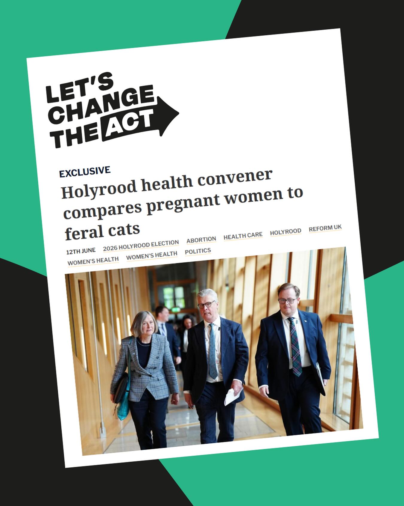 Helen McDade’s appointment as Convenor of the Health Committee needs to be a wakeup call to Scottish Ministers and MSPs that they have to step up the fight for women’s health and reproductive rights in this parliament.
McDade has compared women seeking abortion to feral cats getting spayed, suggested that women lie to get abortions, peddled the “born alive” myth, and suggested that “Indian families” practice sex-selective abortion.
These regressive views are frankly horrifying and represent a real threat to women and their reproductive rights across Scotland. Abortion is routine healthcare, accessed by around one in three women in their lifetimes. It is deeply troubling that someone in this position of power holds such ill-informed and harmful views.
Find Let’s change the Act, @backoffscotland and @humanistsociety quoted in the Herald’s article this weekend. (Link in story highlights).
