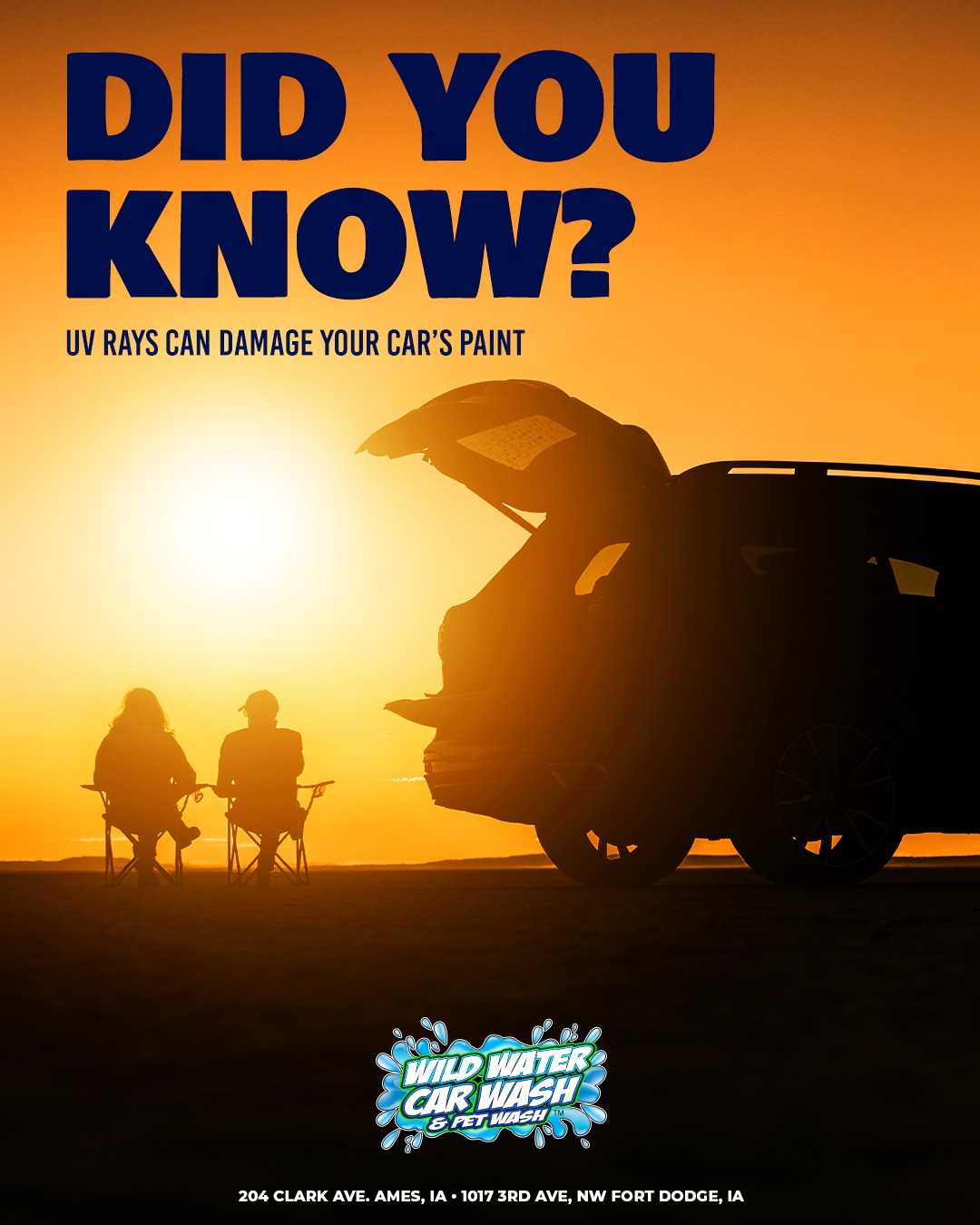 The sun does more damage to your car's paint than you might think. Wild Water Car Wash & Pet Wash is here to help keep your finish protected and shining. Come see us before the sun does the talking
➡️WildWaterCarWash.com
📍204 Clark Ave. Ames, IA
📍1017 3rd Ave. NW Fort Dodge, IA Self-Serve Car Wash & Pet Wash only