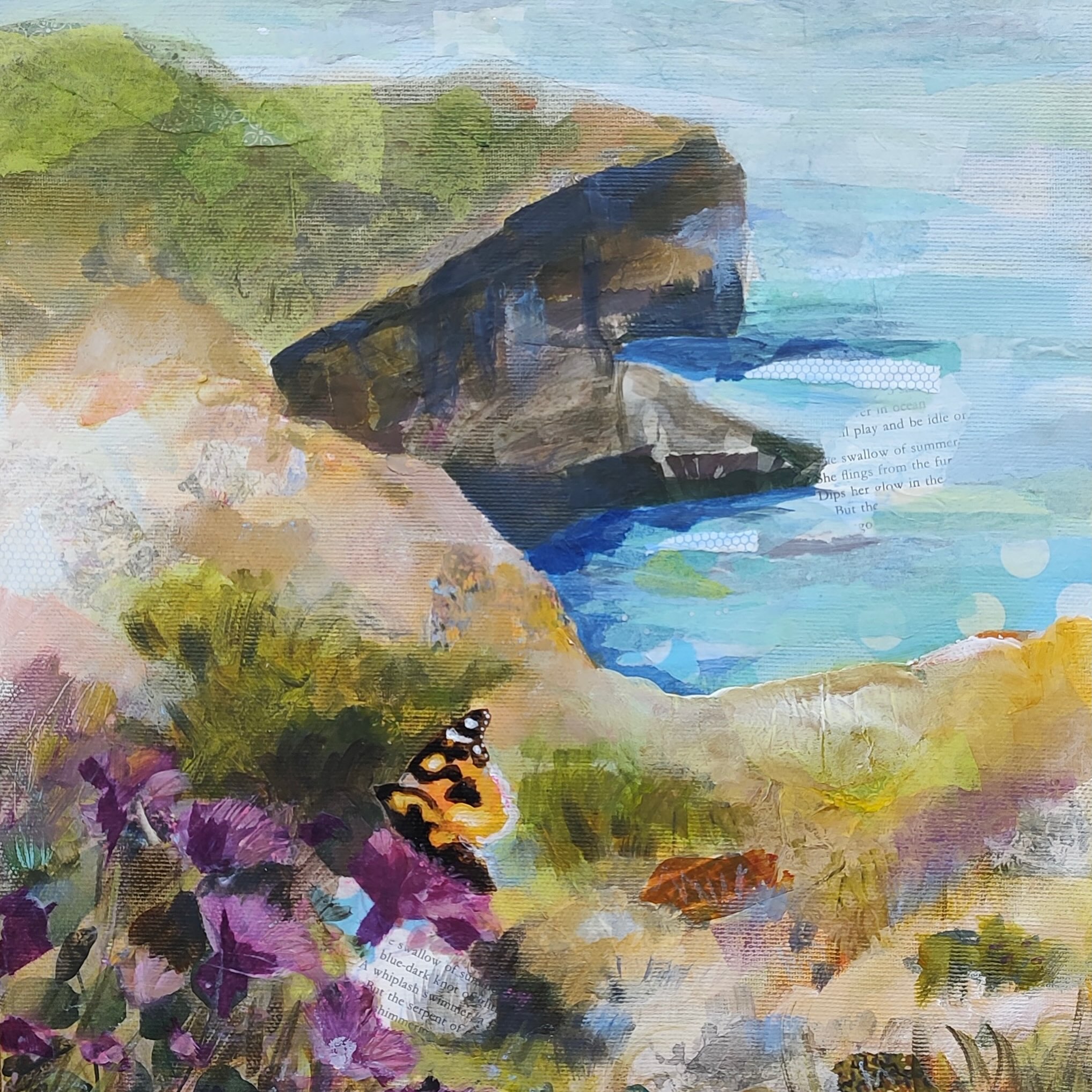 “Painted Cliffs” is a tribute to the island I’ve called home for these last 20 years. With beautiful sunsets and spectacular cliff hikes, Dingli is always one of my favourite nature spots on the island of Malta.
Painted with acrylic paint and paper collage, with a Painted Lady butterfly : a regular island migrant, a bit like me 🦋
Best viewed in person at l-Artigjana in Rabat.
#maltaart #malteseart #dinglicliffs #handmademalta #artofmalta