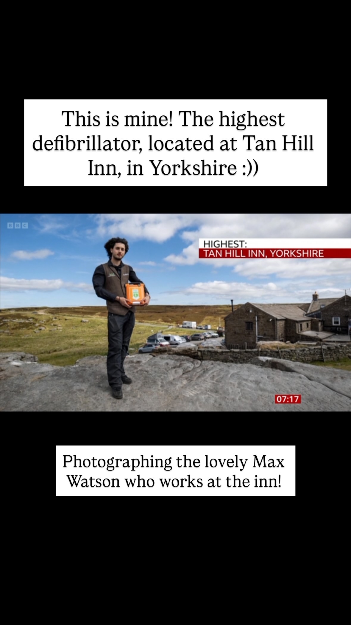 Something a bit different… I photographed the UK’s *highest defibrillator* for @the_bhf latest campaign! ❤️🩹
(It’s the third pic in this reel!)
Defibrillators are found across the country, including some in some really remote sites - such as @tanhillinn - which is not only the highest pub in the UK, but also home to the UK’s highest defibrillator!
All defibrillators have guardians and people who look after them. I photographed the Tan Hill Inn defibrillator with inn employee Max Watson!
Massive thank you to @emilyhickeymase for organising this AMAZING campaign, and for letting me be a tiny part of it! 🥰
.
I shoot on @lumix S5, and edit with @photoshop
.
.
.
#heart #photography #news #defibrillator #photographer