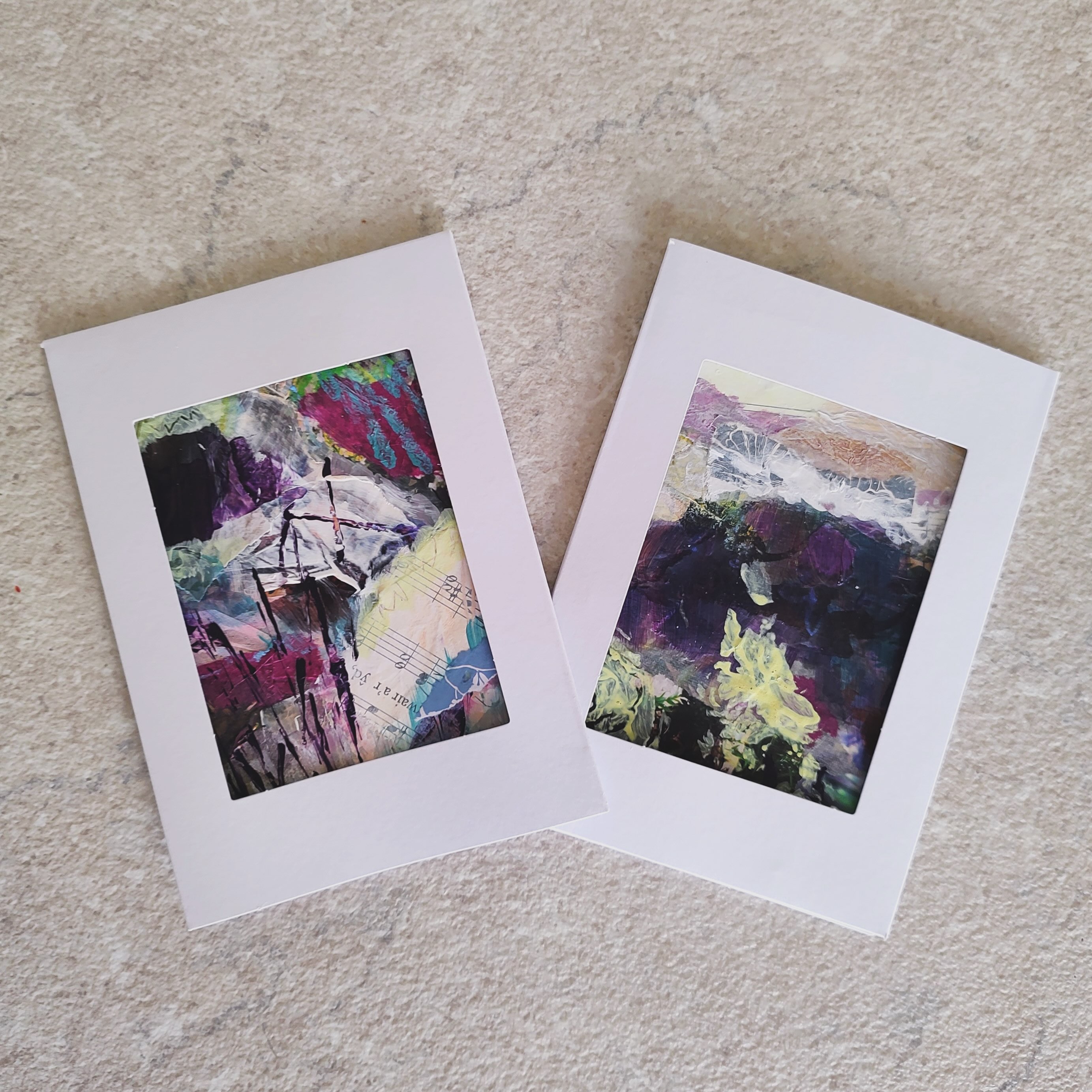 Do these little cards remind you of softly churning waves, gentle summer music, or something else entirely? This is what I love about painting in this half real, half imagined way. It can be anything you want it to be, and it can say something that only You can understand.
#thepowerofart #abstractart #abstractideas #imaginedlandscapes #creativeeyes