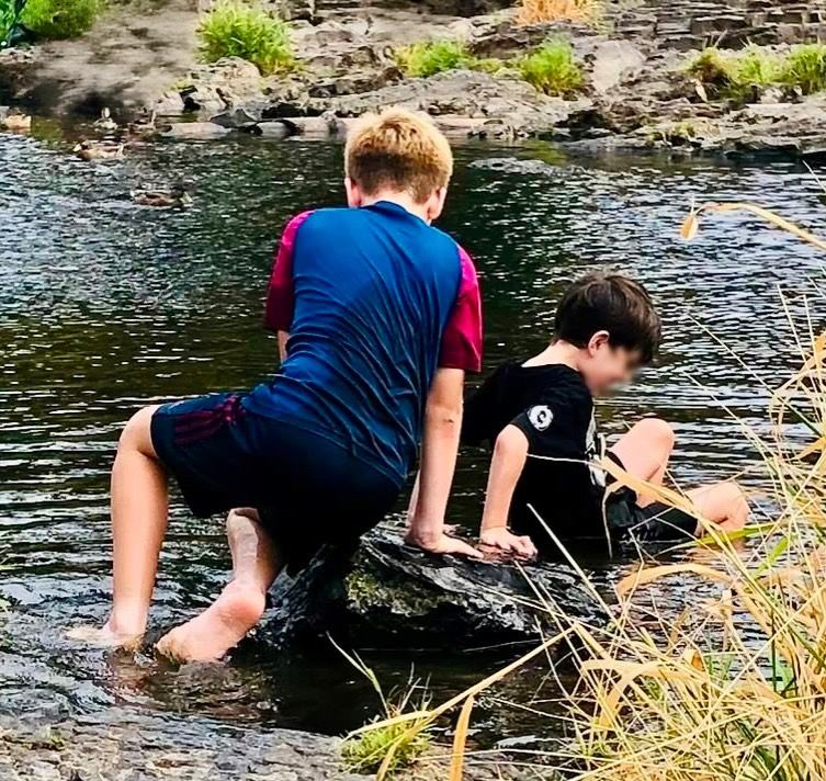 "I DID TWO NEW THINGS at Nana & Papa's house" our youngest grandson was telling our daughter after the boys had stayed the night at ours this past weekend.
He proudly exclaimed...
"One: I went paddling in a river and...
Two: Got naked in a shop!"😳
So I had to explain: "Well, at the river we took their shoes and socks off and said don't get your clothes wet as we have no towel or change of clothes with us".
Sure enough, before long we watched aghast as they both submerged themselves sideways into the water up to their necks so they could watch the ducks up close!😆
Since they were drenched, we all traipsed to the nearest supermarket where we found cheap pyjama shorts & Tshirts. But then of course they had to get changed so Rob covered them up in the middle of the shop while they put on the dry clothes. And there we have it.
There's never a dull moment when the grandsons are around!🤪
#grandchildren #grandkids #funnykids