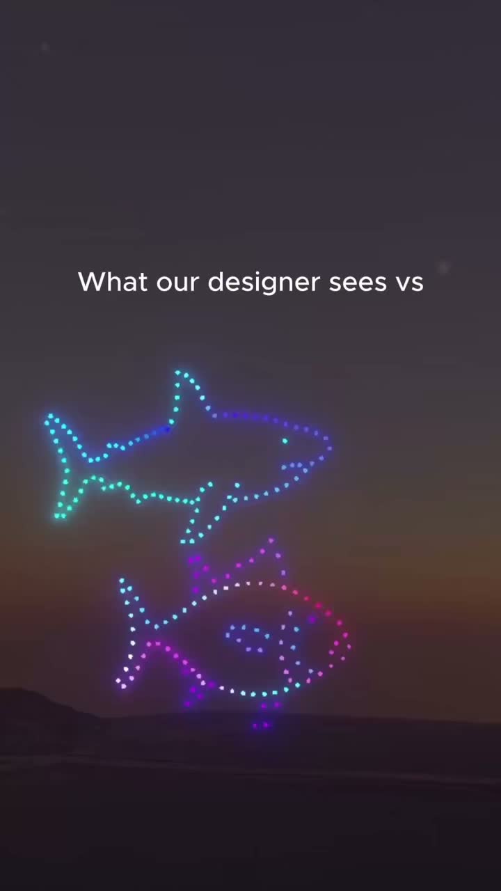 From a screen to the sky 🚀
This is how our drone show designs look compared to the real thing!
Pre