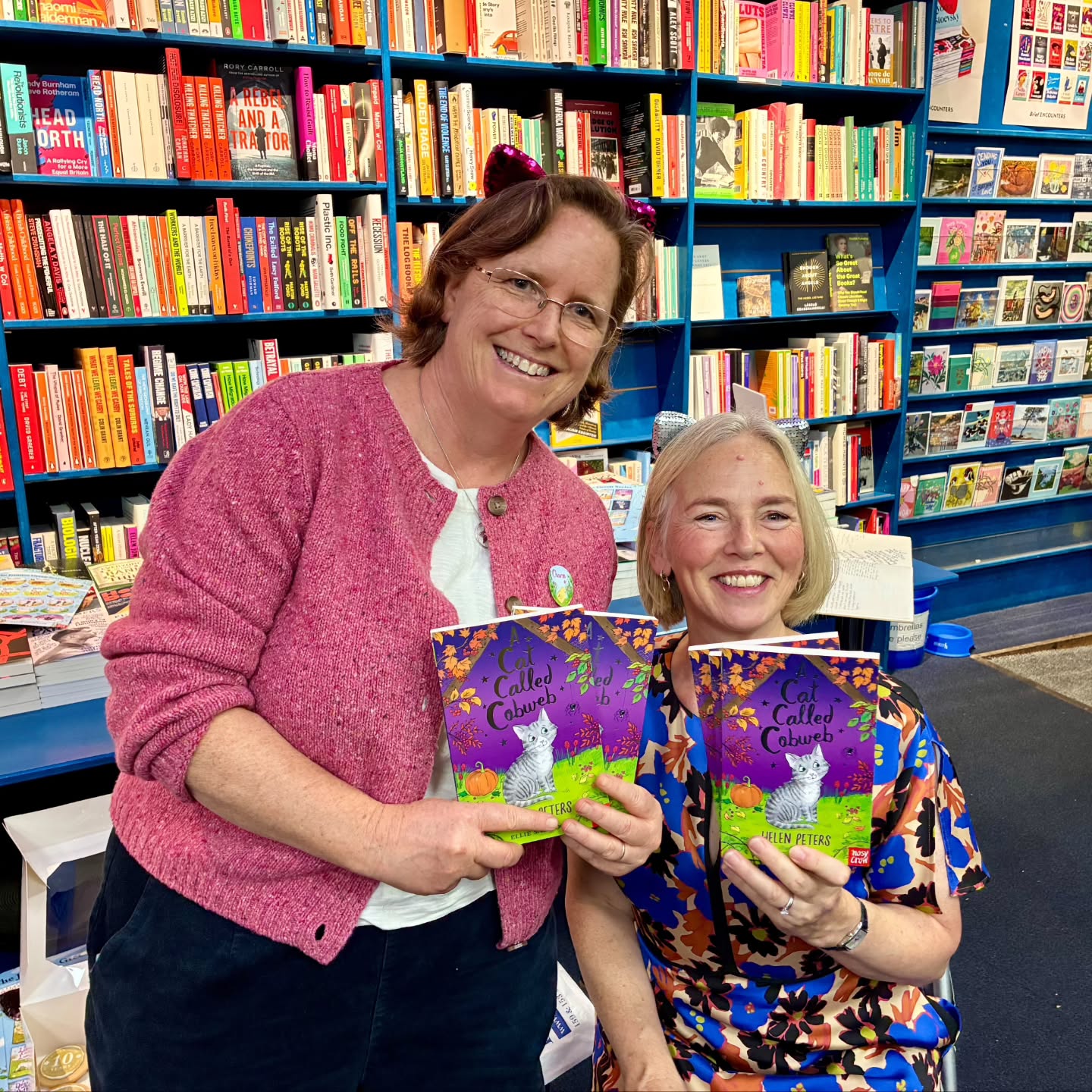 Sometimes the bookshop releases us into the wild to see other bookshops and attend author events. Last night Cath saw the lovely Helen Peters launch her new (gently spooky) book A Cat Called Cobweb.
As you can see by Cath's face, she had an absolutely wonderful time. Helen is one of our favourite children's authors and she certainly knows how to put on an event.
Congrats Helen!
Swipe to the end for a tasty treat!
#authorevent #childrensbooks #publishing #halloweenbook Sometimes the bookshop releases us into the wild to see other bookshops and attend author events. Last night Cath saw the lovely Helen Peters launch her new (gently spooky) book A Cat Called Cobweb.
As you can see by Cath's face, she had an absolutely wonderful time. Helen is one of our favourite children's authors and she certainly knows how to put on an event.
Congrats Helen!
Swipe to the end for a tasty treat!
#authorevent #childrensbooks #publishing #halloweenbook