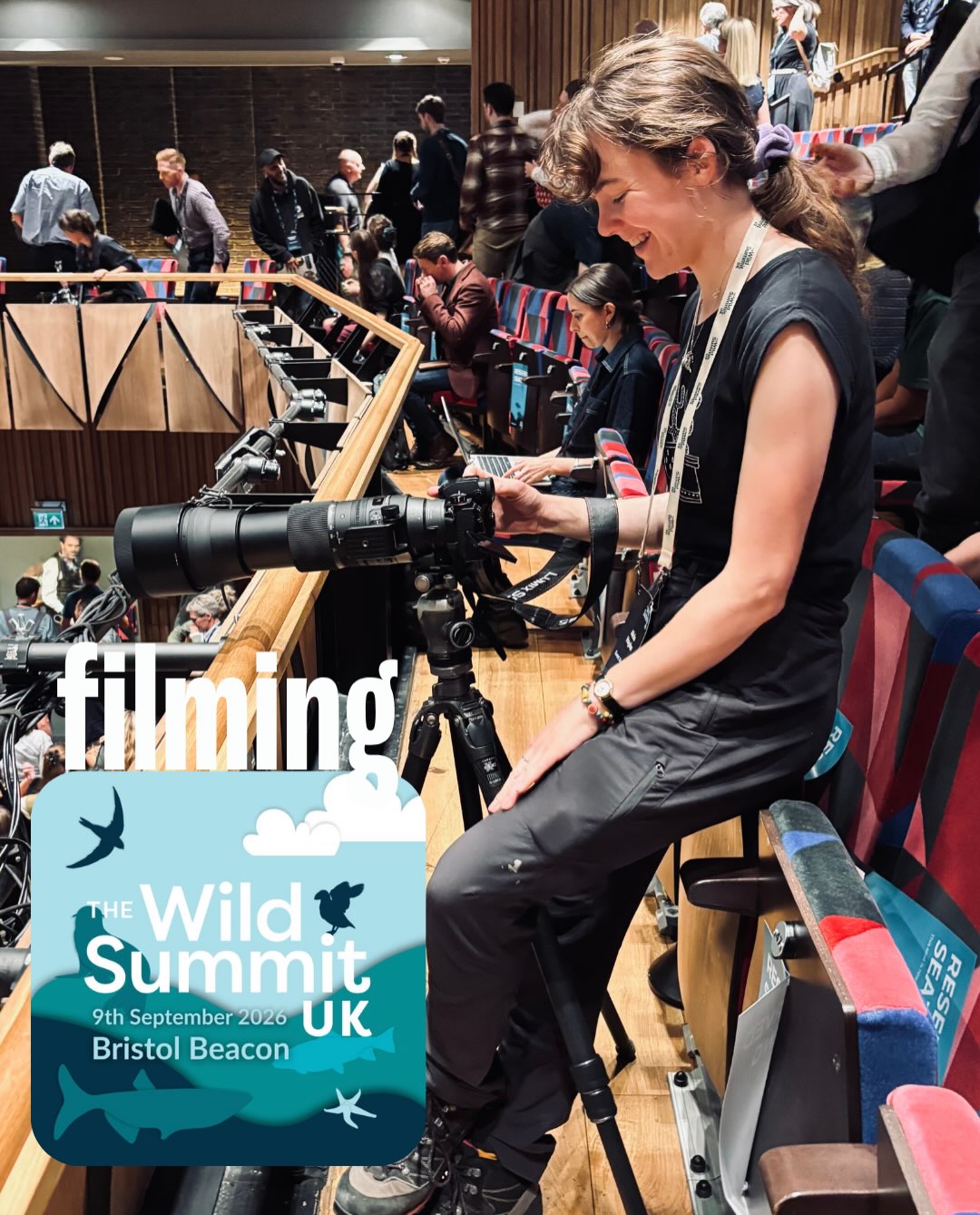 Filming @wcl_news The Wild Summit 2026! (for a second year in a row, wahoo!)
All the footage will be coming out slowly on WCL’s channel, so go and have a gander over there! ✨ it was so lovely spending so much time filming some amazing speakers, and chatting to some truly wonderful people for our vox pops!! (Massive thank you if you spoke to us!)
Also, reflecting on filming this event last year - I think I found it significantly less overwhelming. I remember last year, almost immediately having a panic attack because I get *so* overwhelmed at big events like this - but having a purpose always helps, and I think the biggest difference for me this year was working in a dynamic duo with @emilymacaulay 🫶🏻 It helps a lot having someone with you to sound things out with, and just keep you grounded when your mind turns into a high-pitched, anxiety-ridden whirlwind (like mine does!) 🌪️
Anyway, some sneak peek screengrabs for you to get a flavour of what The Wild Summit was from behind the lens! 📸
.
Filming on @lumix S5 with a Lumix 60-100mm lens and a @sigmauk 600mm lens on a @gitzoinspires tripod
.
.
.
#film #thewildsummit #photography #events #bristol @girlswhoclick @bristol_beacon @wildsummituk