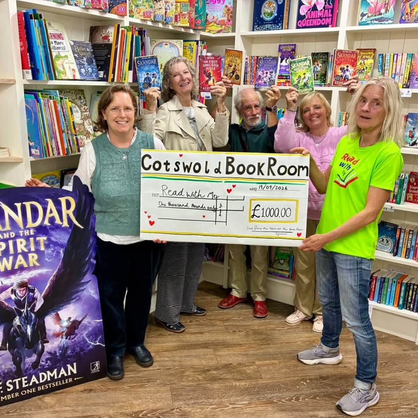 Earlier this year we took part in the Indie Chaos Cup with publisher @simonschusteruk. You may remember the video we created with local Skandar superfans! 🦄
We are absolutely delighted to announce that we won the £1000 prize and the chaos cup! Huge thanks go to all the children and families who came to help us film and who spoke about Skandar with so much love and enthusiasm. 🏆
When we decided to take part in the Indie Chaos Cup, we knew that we would want to donate any winnings to our fabulous local literacy charity @readwithmeorg. Read With Me send volunteers into Gloucestershire schools to read with children, and at Christmas they donate free wrapped books to children too. 📚
So, here we are with our giant cheque and a group of lovely Read With Me volunteers. Thank you all for coming in, and, of course, everything you do for our children. ♥️
#chaoscup #skandar #indiebookshop #bookshop Earlier this year we took part in the Indie Chaos Cup with publisher @simonschusteruk. You may remember the video we created with local Skandar superfans! 🦄
We are absolutely delighted to announce that we won the £1000 prize and the chaos cup! Huge thanks go to all the children and families who came to help us film and who spoke about Skandar with so much love and enthusiasm. 🏆
When we decided to take part in the Indie Chaos Cup, we knew that we would want to donate any winnings to our fabulous local literacy charity @readwithmeorg. Read With Me send volunteers into Gloucestershire schools to read with children, and at Christmas they donate free wrapped books to children too. 📚
So, here we are with our giant cheque and a group of lovely Read With Me volunteers. Thank you all for coming in, and, of course, everything you do for our children. ♥️
#chaoscup #skandar #indiebookshop #bookshop